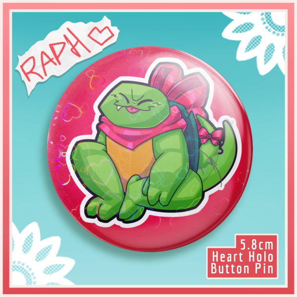 RotTMNT Turtle Tots Raphael Button Pin - 5.8cm