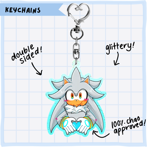Silver IHeartU Keychain [Sonic The Hedgehog]