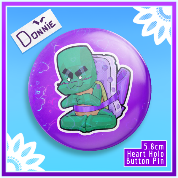 RotTMNT Turtle Tots Donatello Button Pin - 5.8cm