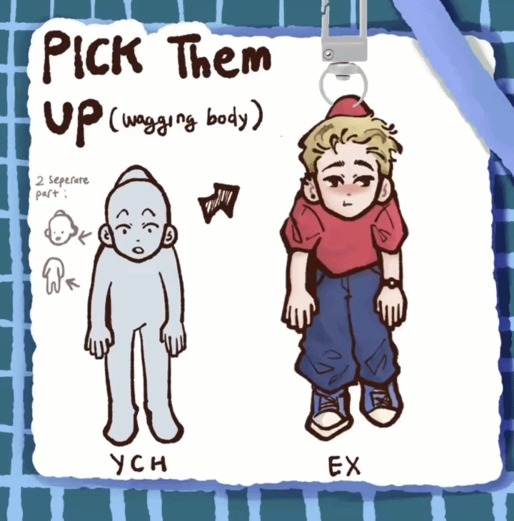 Wagging Keychain 8cm - Pick them up YCH