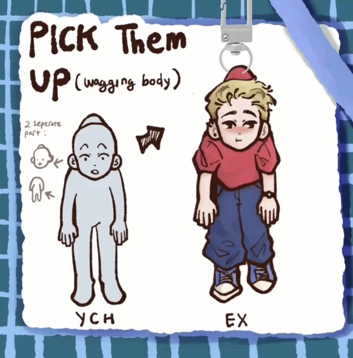 Wagging Keychain 8cm - Pick them up YCH