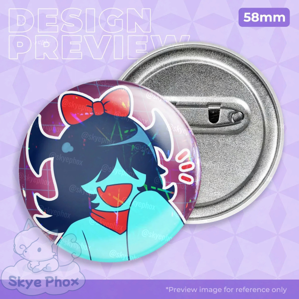 Aqua Deltaune | Round Badge (Button Pin) with Holo Effect