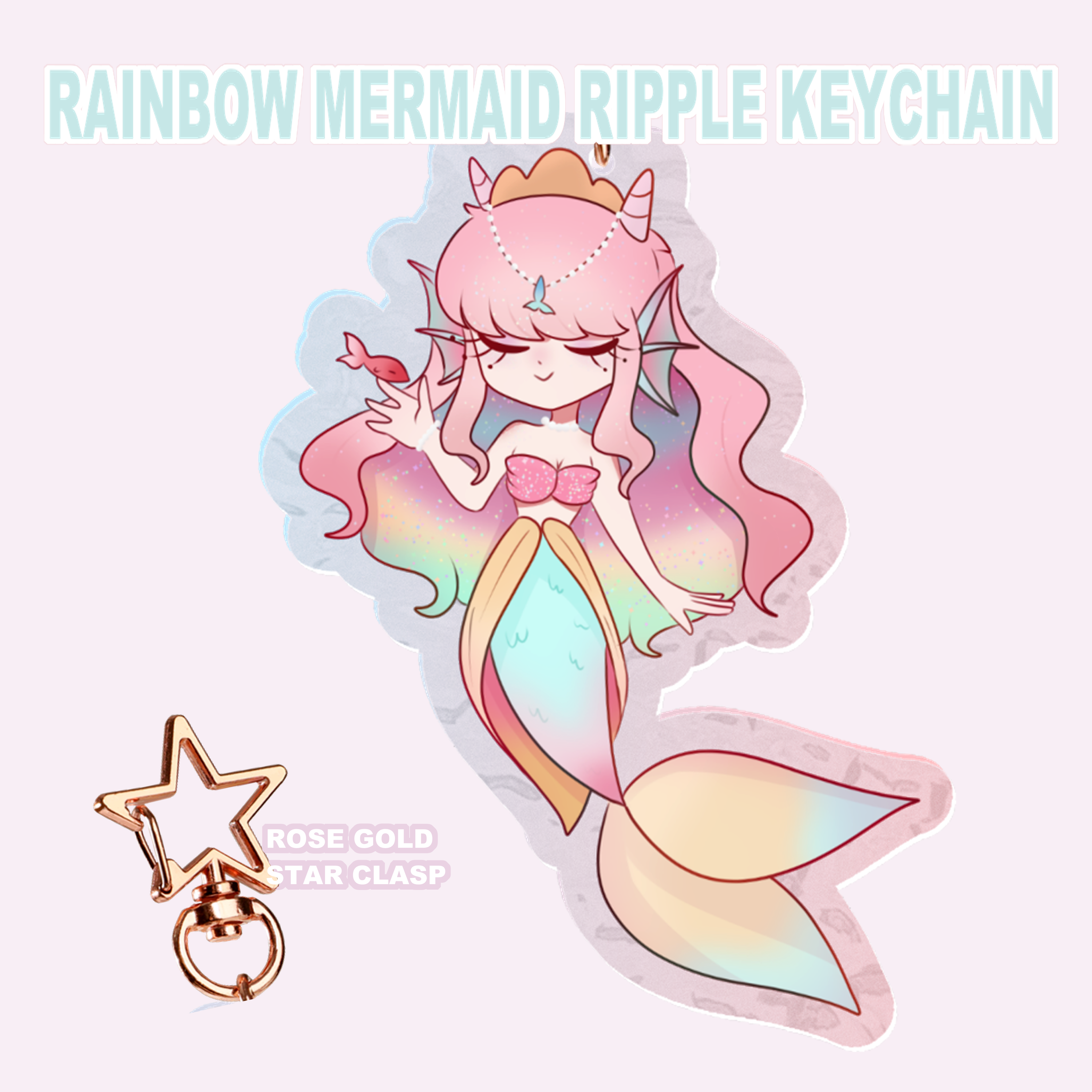 Rainbow Mermaid acrylic ripple keychain