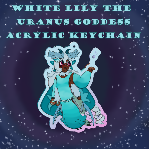White Lily the Uranus Goddess Acrylic Keychain