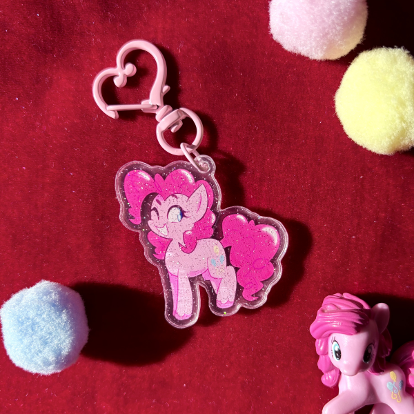 ˚｡⋆ Pinkie Pie - Glitter Keychain - My Little Pony ⋆⭒˚