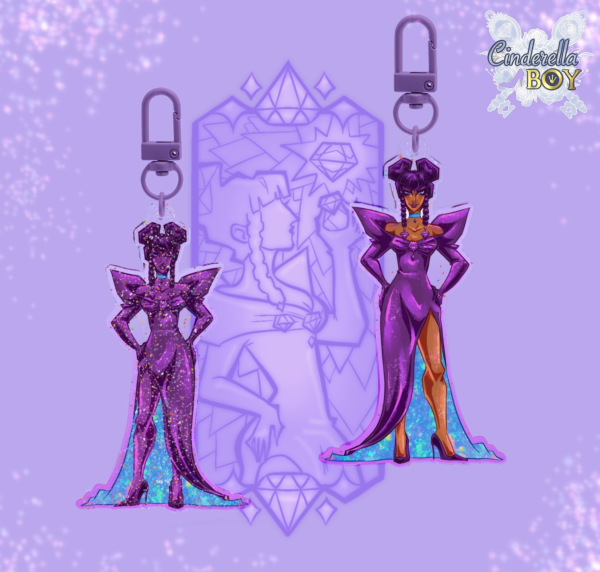 Violet, Cinderella Boy Glitter Keychain