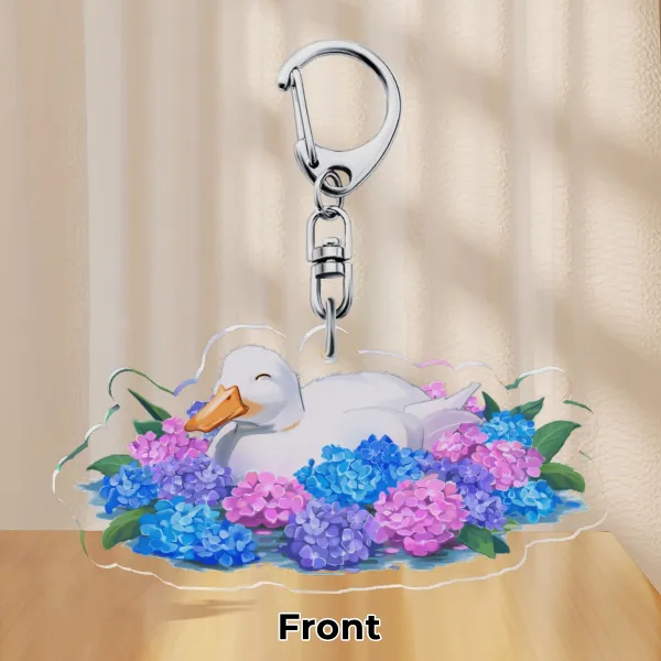 Hydrangea Duckling Acrylic Keychain