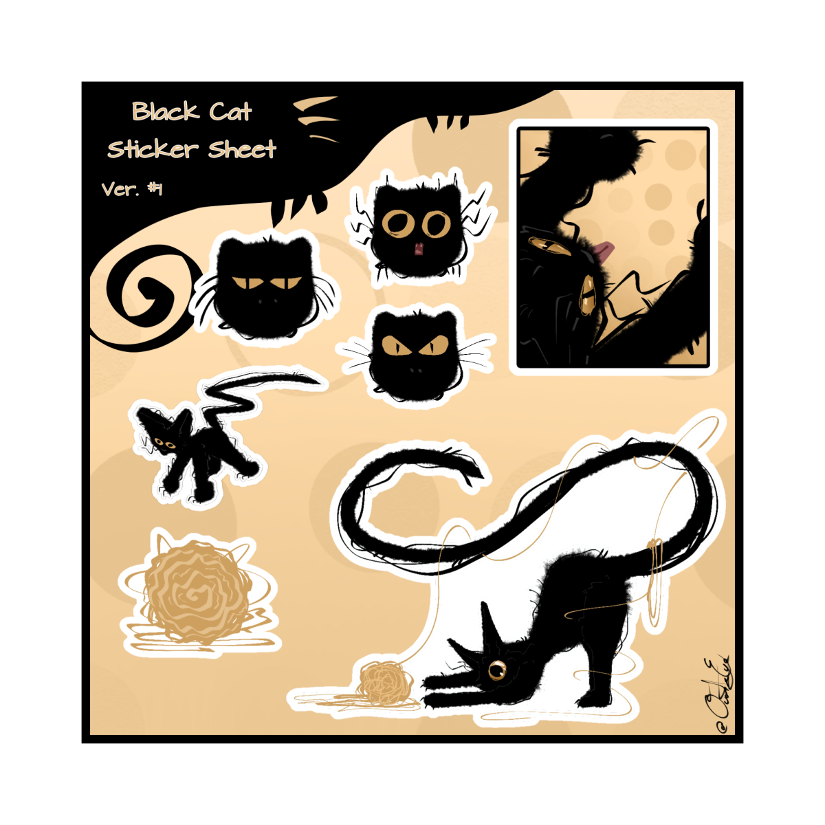 Kitty Cats - Black. Ver. #1 Sticker Sheet