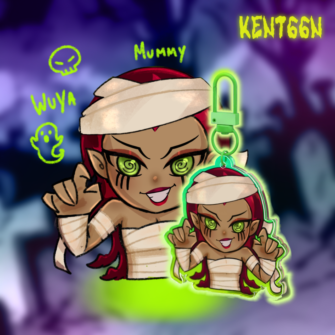 Wuya mummy XS Halloween Keychain