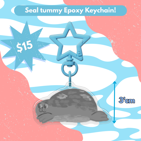 Tummy seal Epoxy Keychain