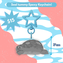 Tummy seal Epoxy Keychain