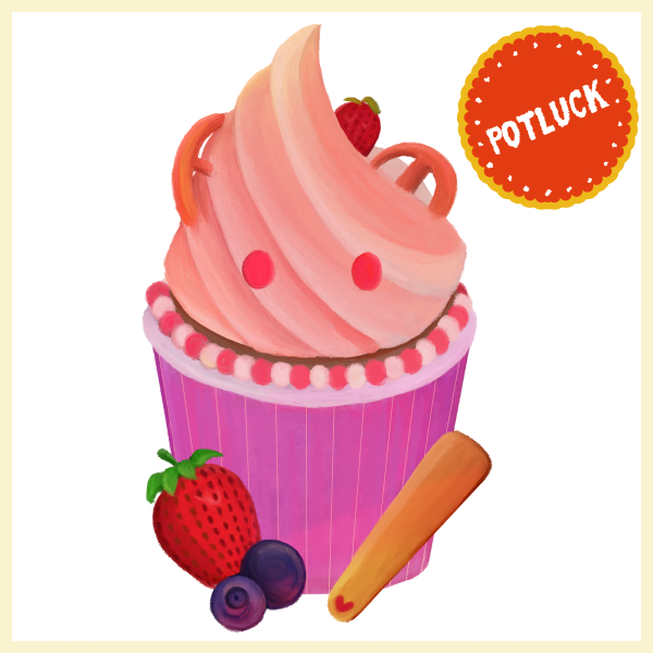 Strawberry Icecream Cupcake  Glitter Acrylic Keychains