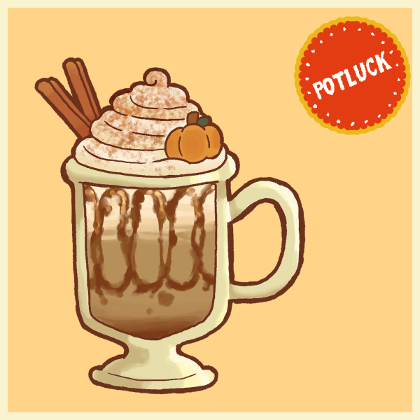 Great Potluck Pumpkin Spice Latte Colored Edge Die Cut Stickers