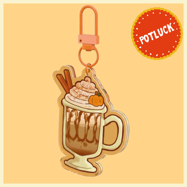 Great Potluck Pumpkin Spice Latte Colored Edge Acrylic Keychains