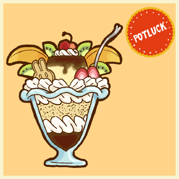 Great Potluck Flan Parfait Colored Edge Die Cut Stickers