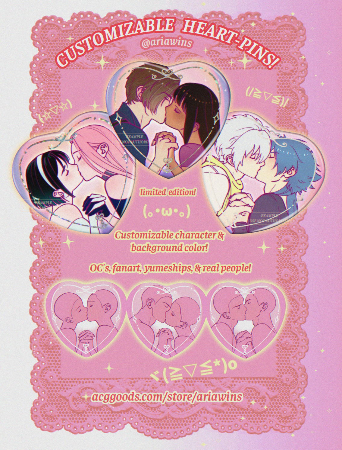 YCH Heart-pins (Valentines, Anniversary, Itabag gift)