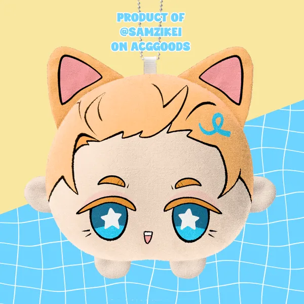 Steve Cat Mochi Face Plush Keychain