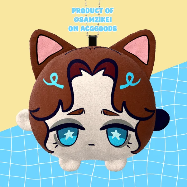 Bucky Cat Mochi Face Plush Keychain