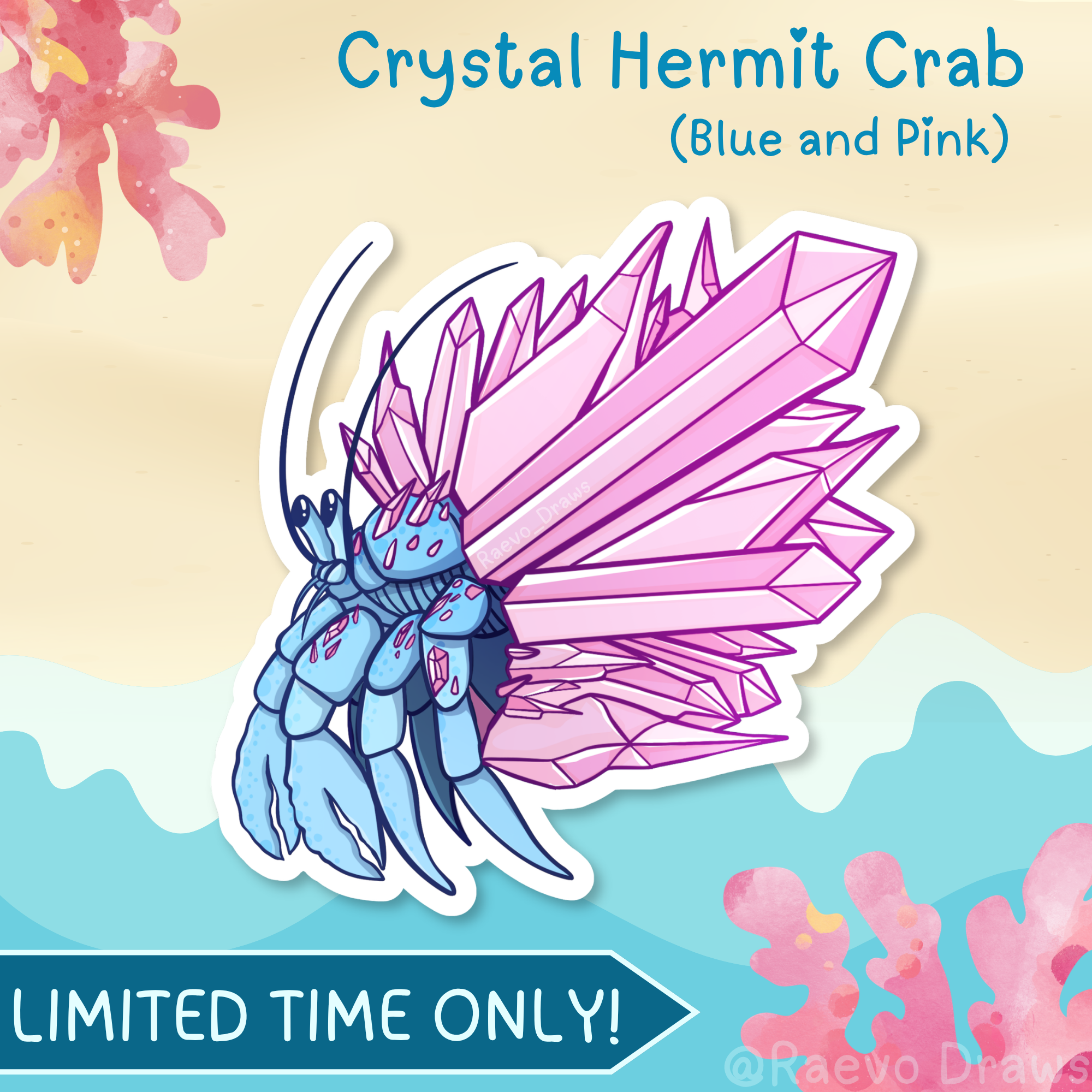 Crystal Hermit Crab - Blue Pink