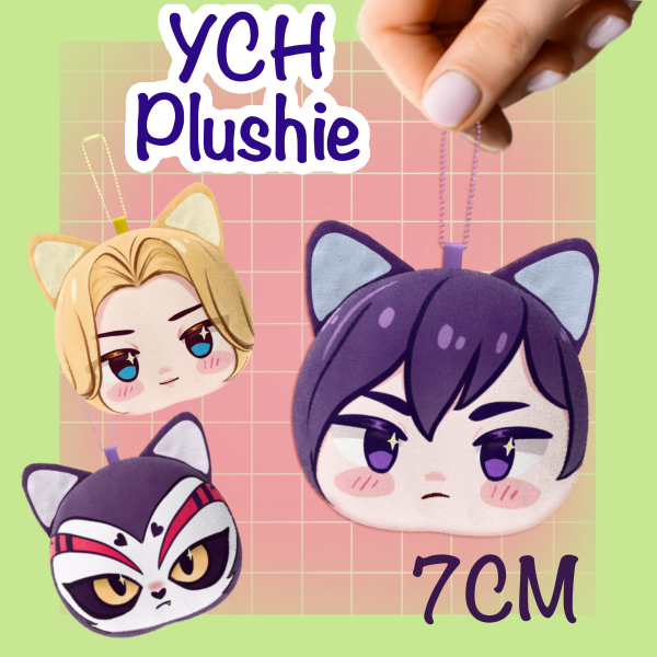 YCH custom Plushie cat ears keychain chibi face