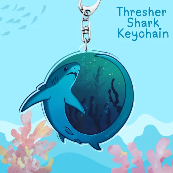 Thresher Shark Stained Glass Keychain