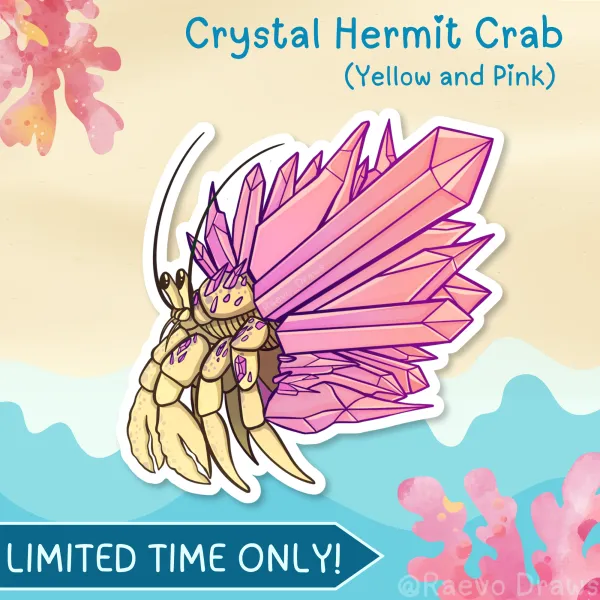 Crystal Hermit Crab - Yellow Pink