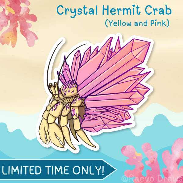 Crystal Hermit Crab - Yellow Pink