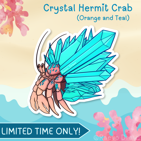 Crystal Hermit Crab - Orange Teal