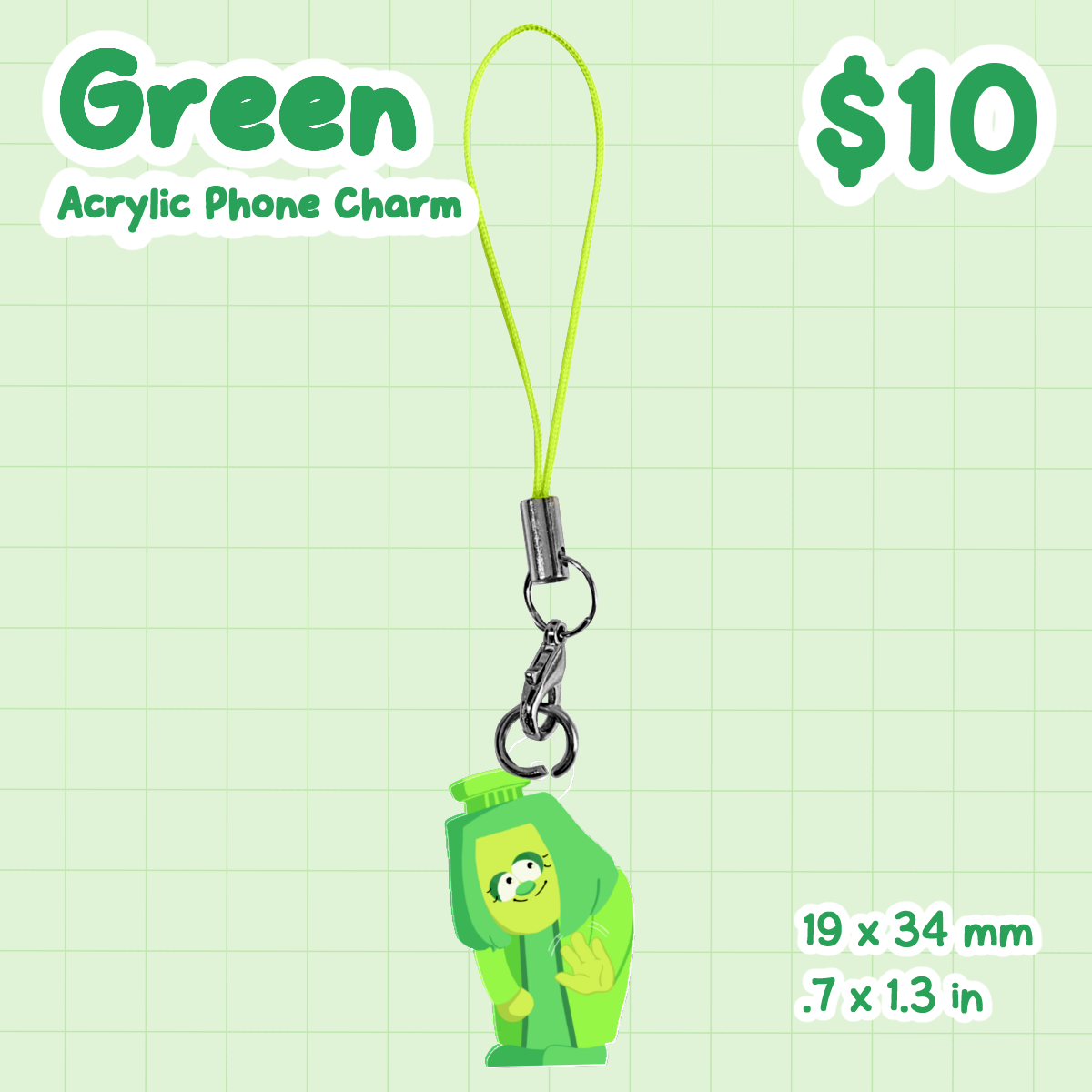 Deltarune Green Acrylic Phone Charm