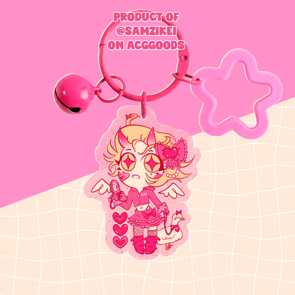 Lucifer Hazbin Gyaru Glitter Keychain