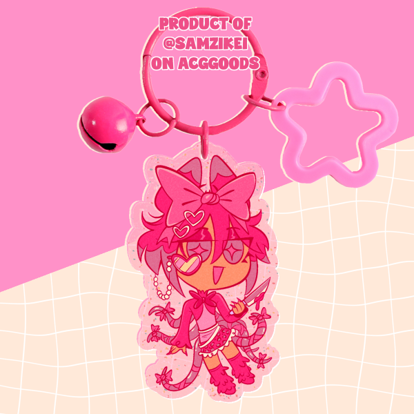 Alastor Hazbin Gyaru Glitter Keychain