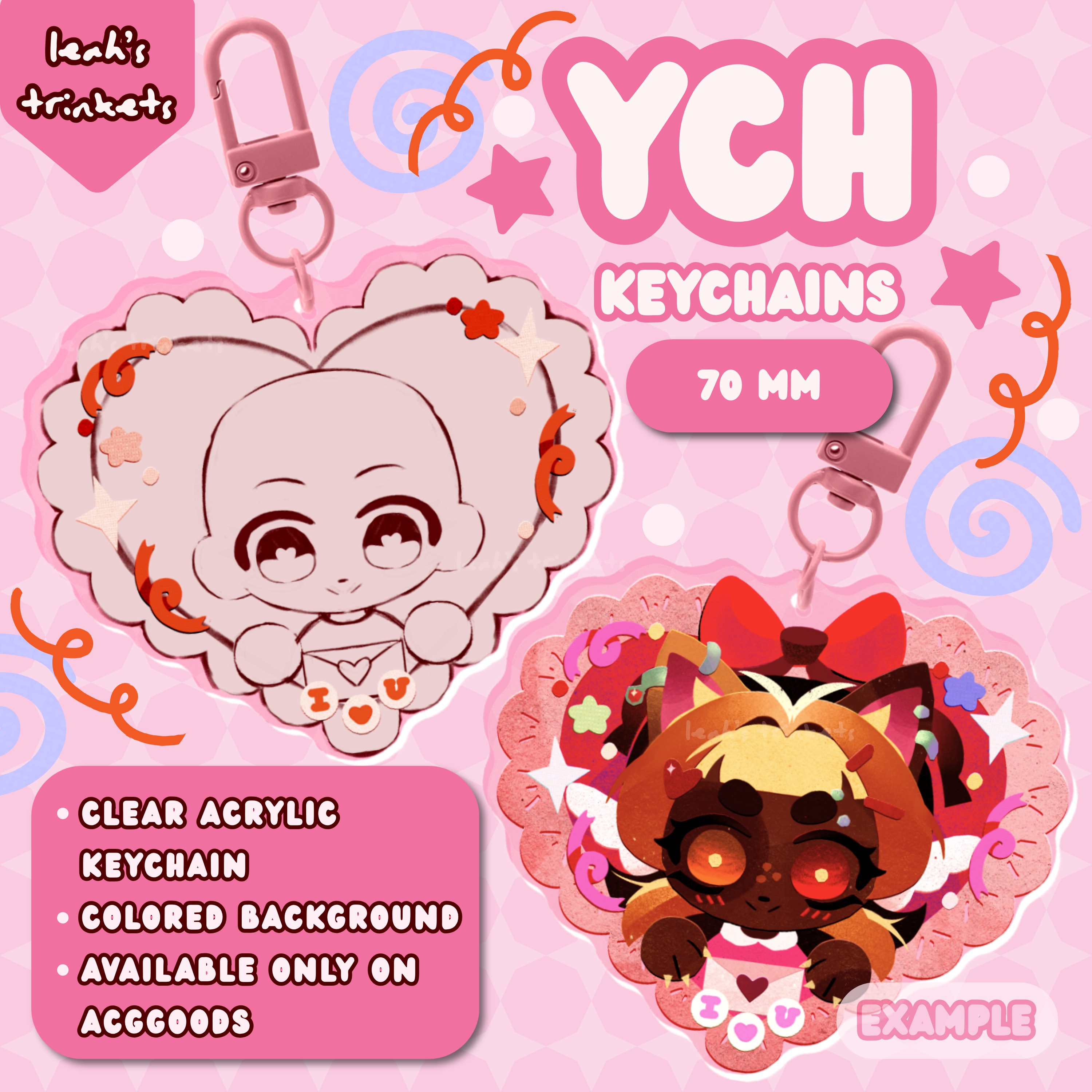 YCH 'I ❤︎⁠ U' Clear Custom OC Keychain