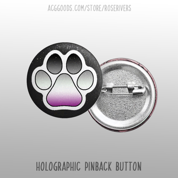 Asexual Pride Pawprint - 32mm Holographic Pinback Button