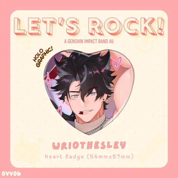 [Genshin] Band AU Wriothesley Holographic Heart Badge
