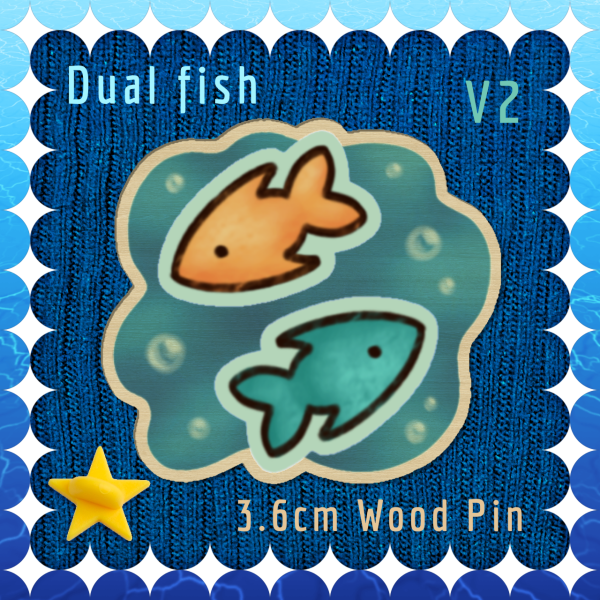 Dual Fish Wood Pin - V2