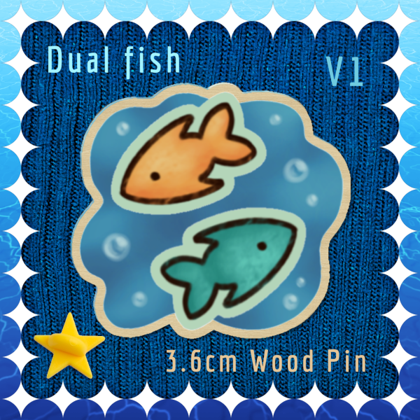 Dual Fish Wood Pin - V1