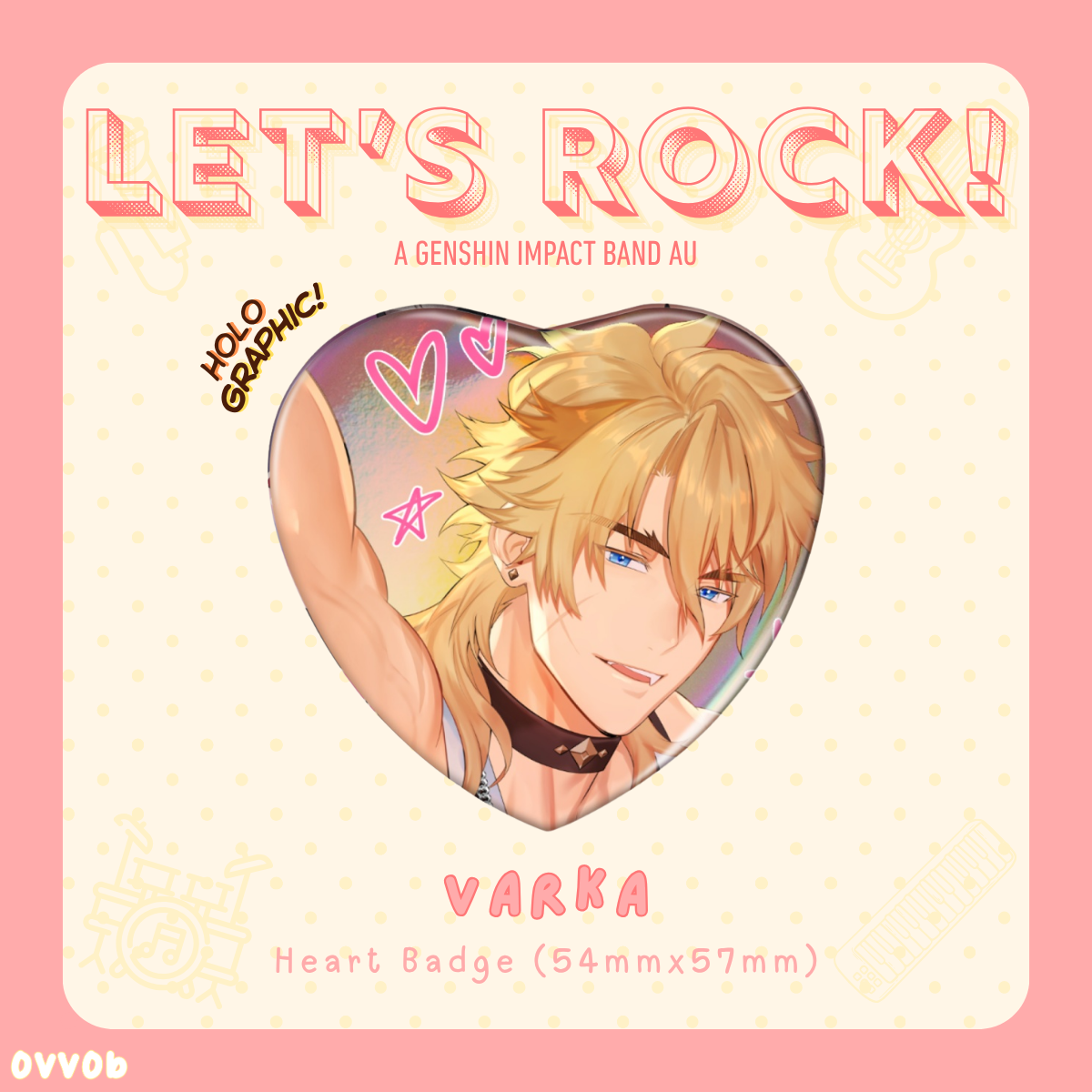 [Genshin] Band AU Varka Holographic Heart Badge