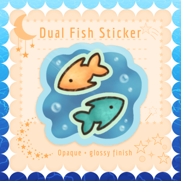Dual Fish ☆ 3.6cm Glossy finish sticker