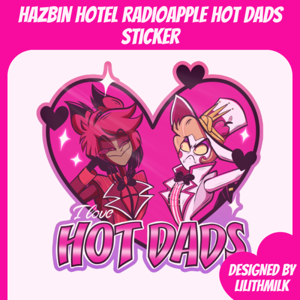 Hazbin Hotel RadioApple Alastor Lucifer Hot Dads Sticker