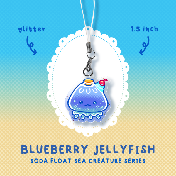 Blueberry Jellyfish Phone Charm ★ Soda Float Sea Creatures