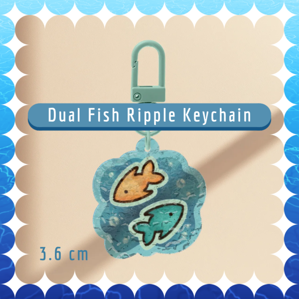 Dual Fish ☆ 3.6cm Ripple Acrylic Keychain