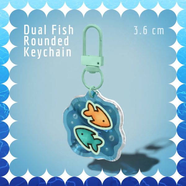 Dual Fish ☆ 3.6cm Single-side Rounding Acrylic Keychain