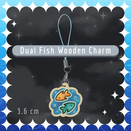 Dual Fish ☆ 3.6cm Wood Phone Charm