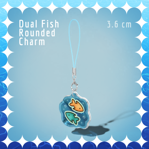 Dual Fish ☆ 3.6cm Single-side Rounding Acrylic Charm