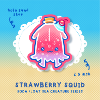 Strawberry Squid Sticker ★ Soda Float Sea Creatures