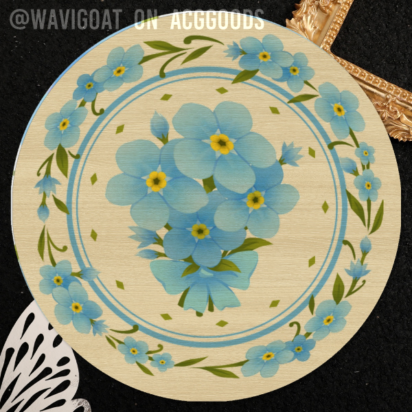 Blue Forget-Me-Not 10cm Wood Coaster