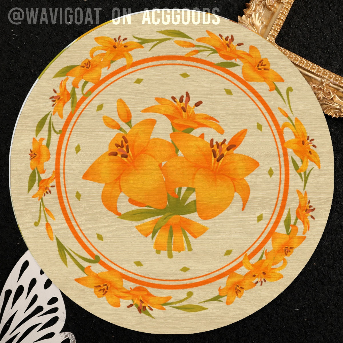 Orange Lily 10cm Wood Coaster