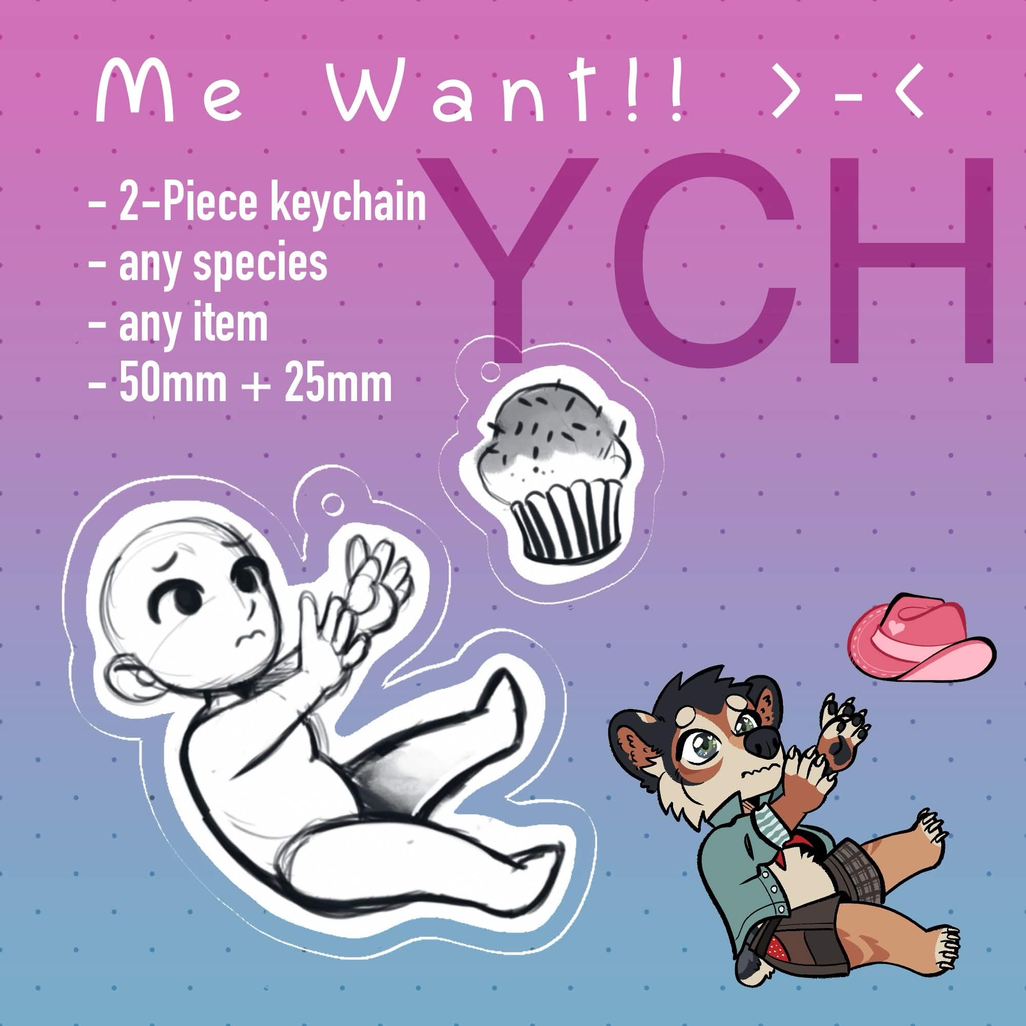 Me Want!! Acrylic 2-Piece Keychains YCH