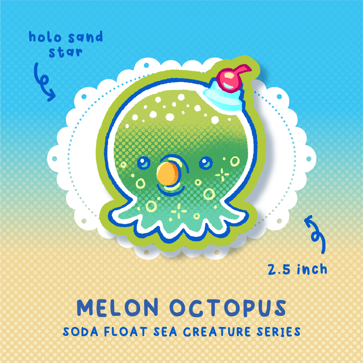 Melon Octopus Sticker ★ Soda Float Sea Creatures