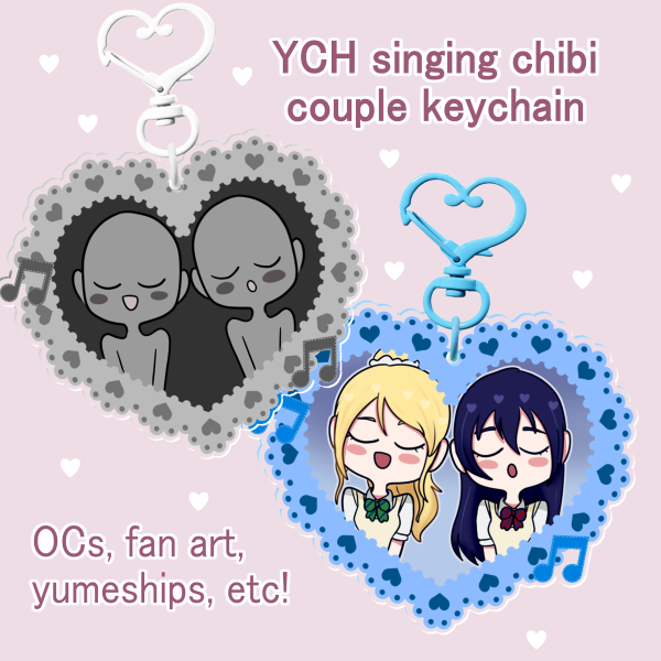 YCH || Singing chibi couple keychain